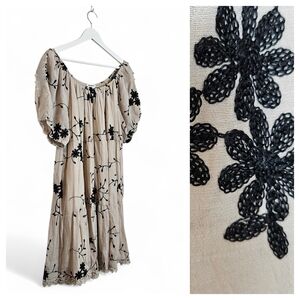 Anthro Kindred 3X Embroidered Floral Tiered Boho Cottagecore Dress